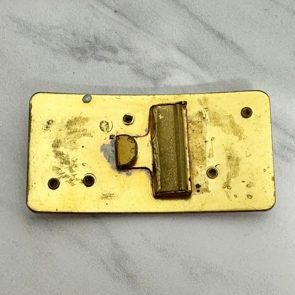 Vintage Rhinestone Floral Gold Tone Cinch Belt Buckle